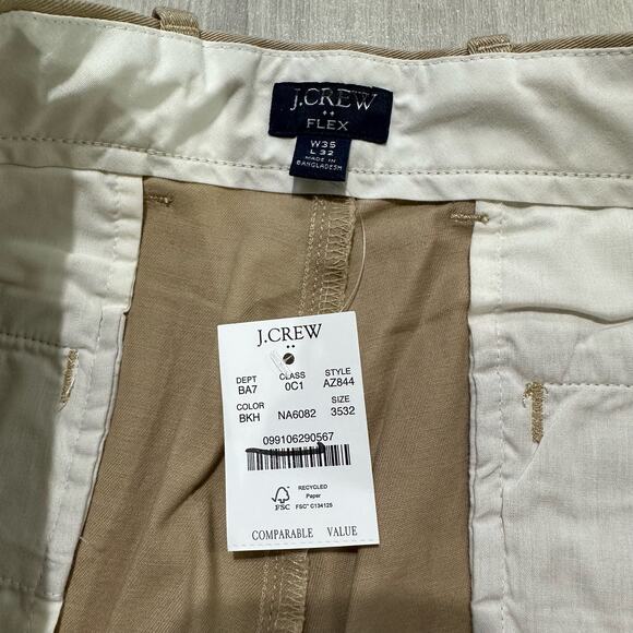NWT J. Crew Athletic Slim Flex Khaki Chino Size 35 x 32 - Picture 3 of 5